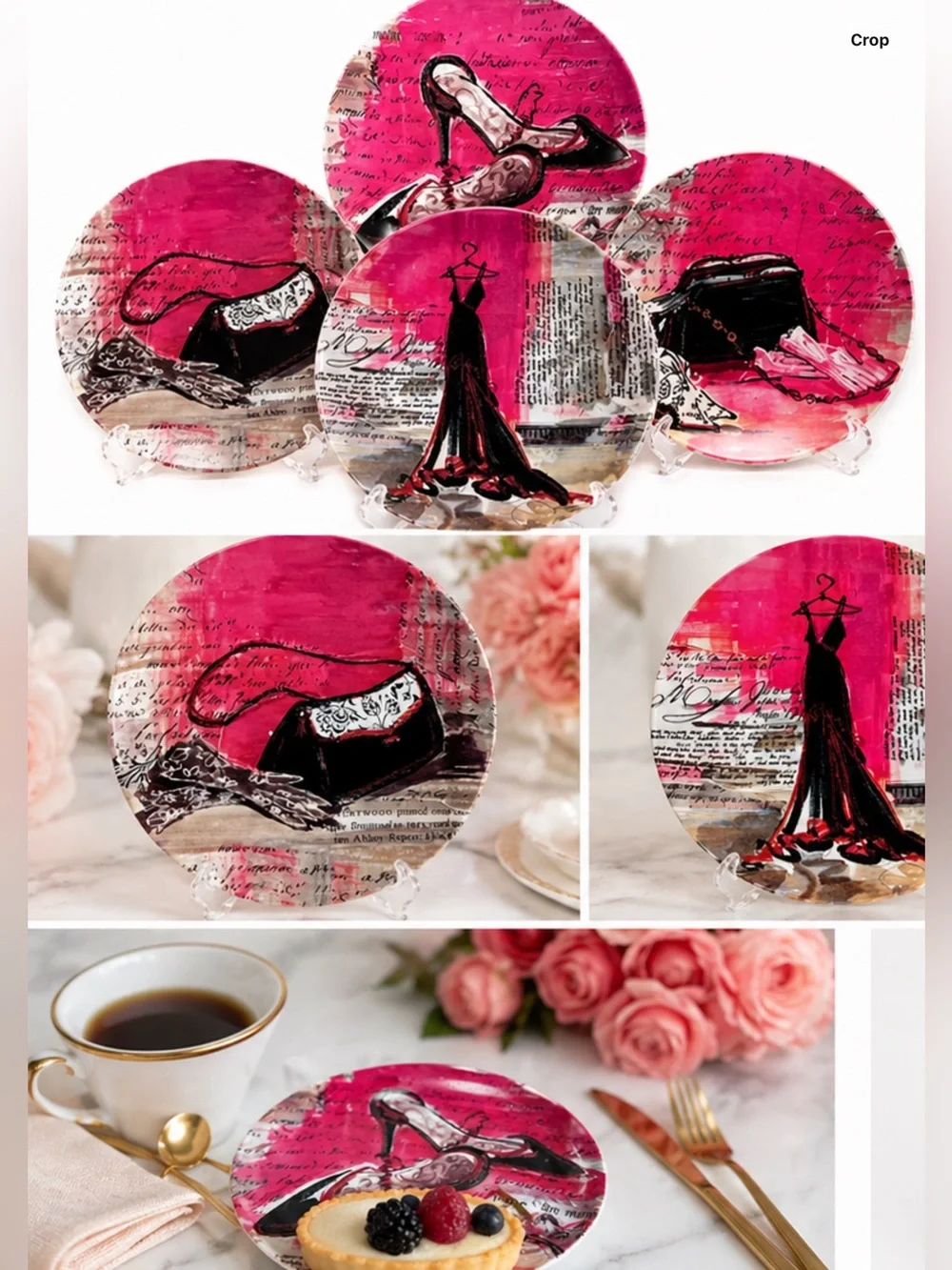 Kimmy Han Certified Int’l Demitasse Set 4 French Fashion Espresso Cups Saucers